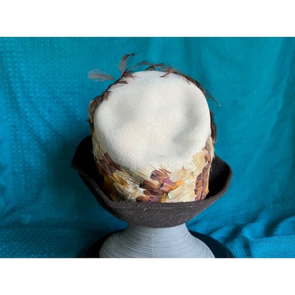 Originals by Mr josephs hat felted wool wide brim feathered - Picture 5 of 11